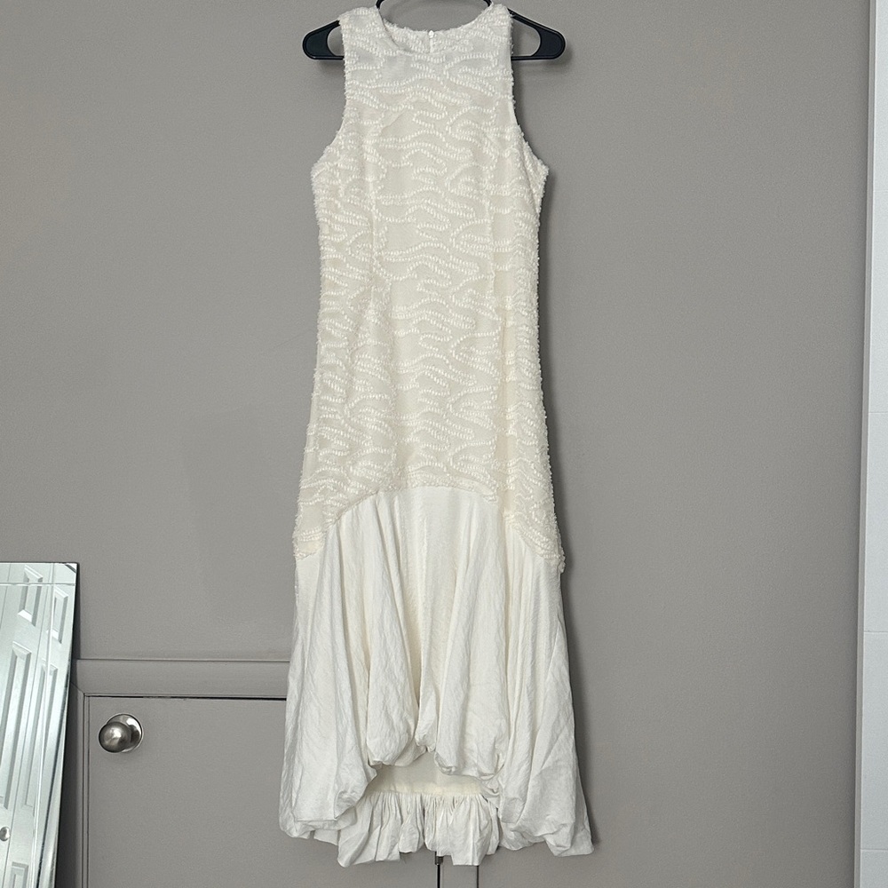 Sea Ivory Textured Midi Dress